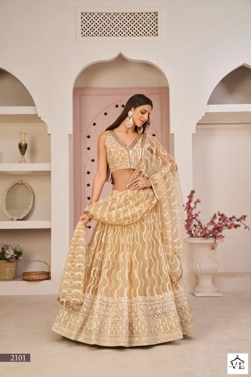 Narayani Fashion 2101 Butterfly Net Wholesale Lehenga Catalog — Wholesale Lehenga, MPA wholesale from Surat - Gallery Image 4