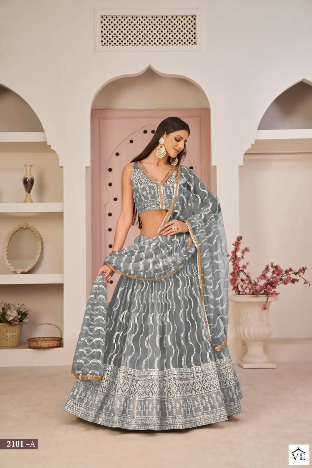 Narayani Fashion 2101 Butterfly Net Wholesale Lehenga Catalog — Wholesale Lehenga, MPA wholesale from Surat - Gallery Image 2