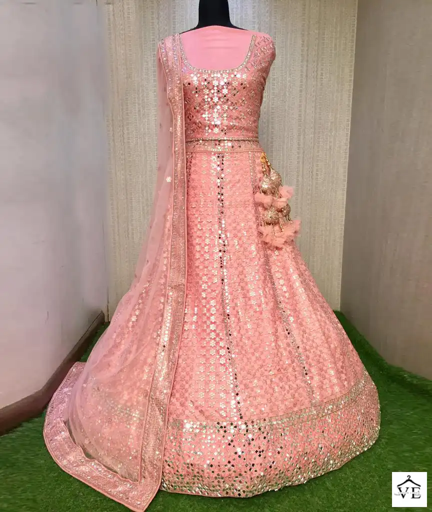 Parvati 77058-G Net Mirror Work Wholesale Bridal Lehenga Catalog — Wholesale Lehenga, MPA wholesale from Surat — view 1
