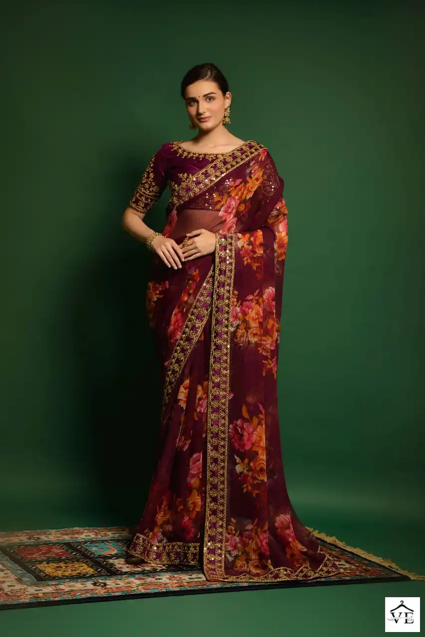 Vardan Ethnic Aashima Georgette Wholesale Saree Catalog — Wholesale Sarees, MPA wholesale from Surat - Gallery Image 3