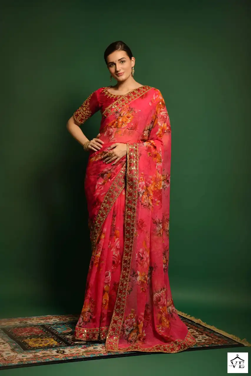 Vardan Ethnic Aashima Georgette Wholesale Saree Catalog — Wholesale Sarees, MPA wholesale from Surat - Gallery Image 4
