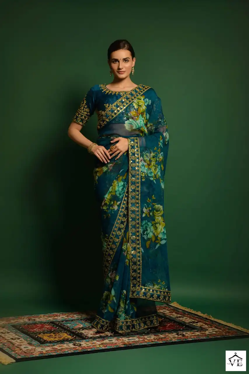 Vardan Ethnic Aashima Georgette Wholesale Saree Catalog — Wholesale Sarees, MPA wholesale from Surat - Gallery Image 5