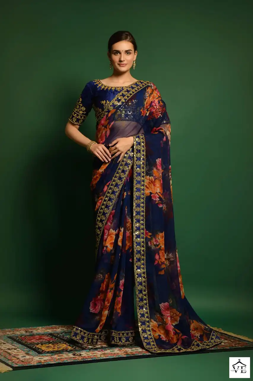 Vardan Ethnic Aashima Georgette Wholesale Saree Catalog — Wholesale Sarees, MPA wholesale from Surat - Gallery Image 6