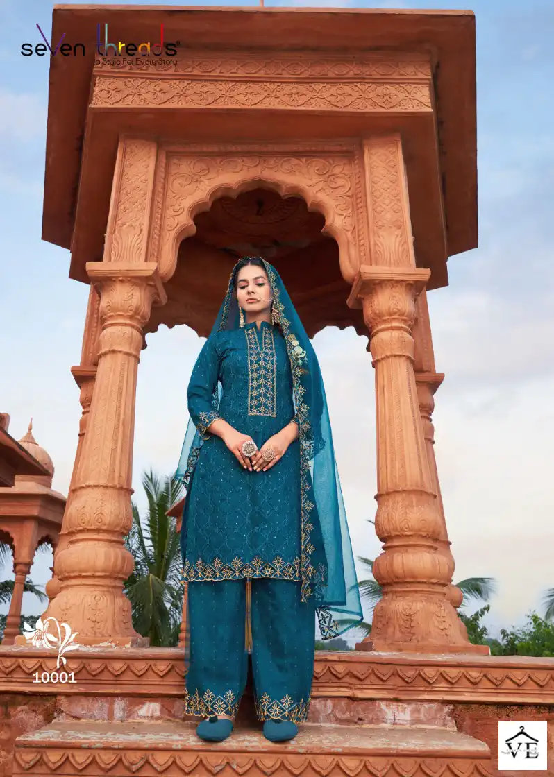 Seven Threads Aashiyana Pure Net Wholesale Salwar Suit Catalog — Wholesale Salwar Suits, MPA wholesale from Surat - Gallery Image 7