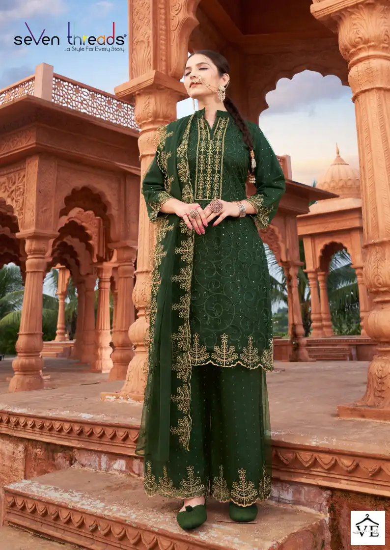 Seven Threads Aashiyana Pure Net Wholesale Salwar Suit Catalog — Wholesale Salwar Suits, MPA wholesale from Surat - Gallery Image 6