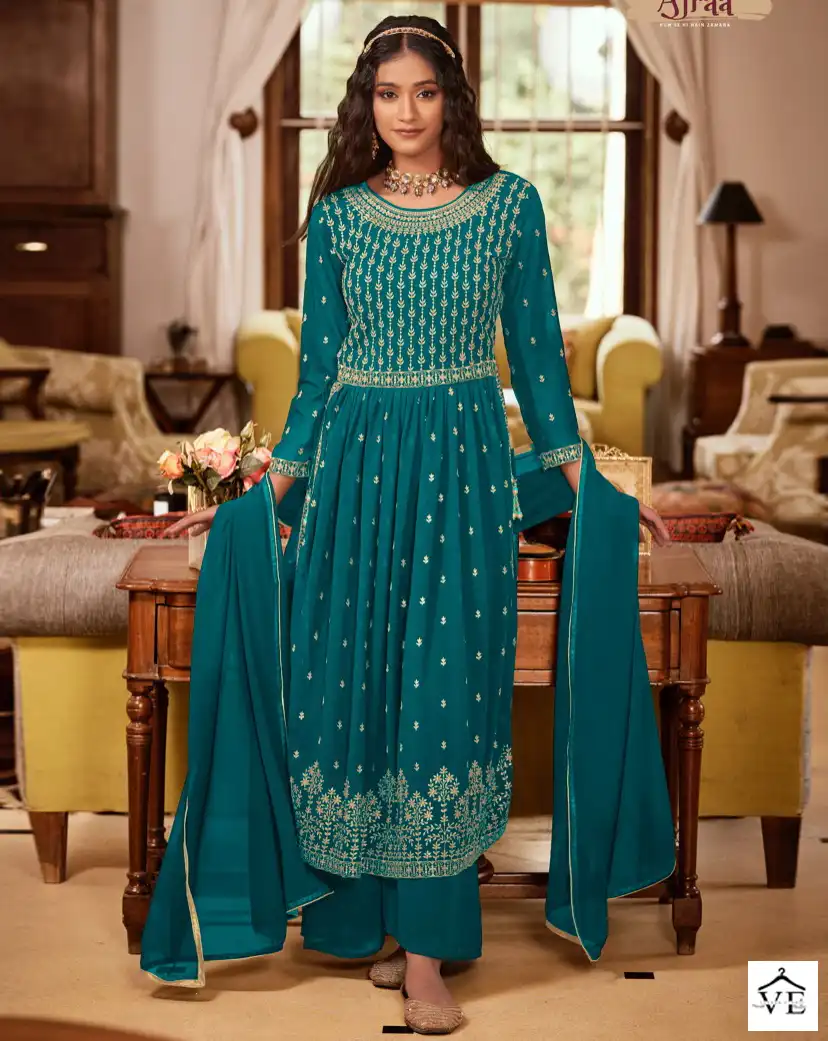 Ajraa Hiva 5 Real Georgette Wholesale Designer Readymade Suit Catalog — Wholesale Salwar Suits, MPA wholesale from Surat — view 1
