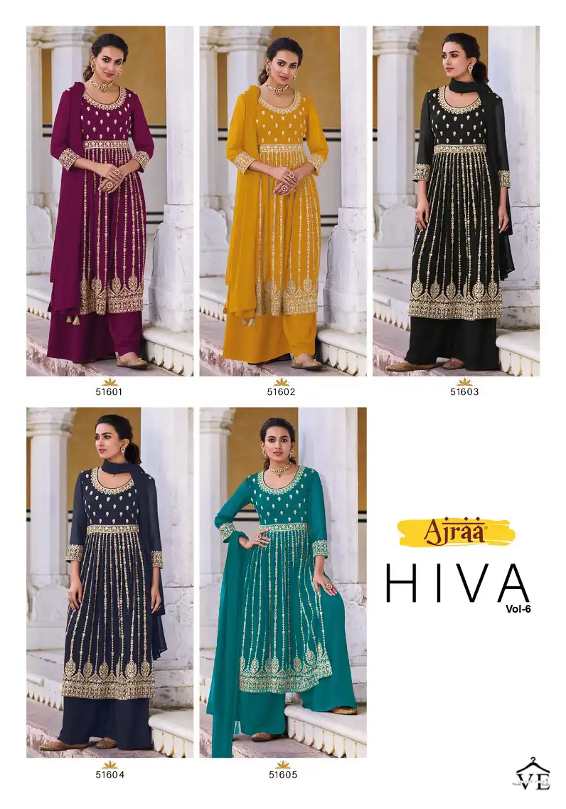 Ajraa Hiva - 6 Real Georgette Wholesale Readymade Suits Catalog — Wholesale Salwar Suits, MPA wholesale from Surat — view 6