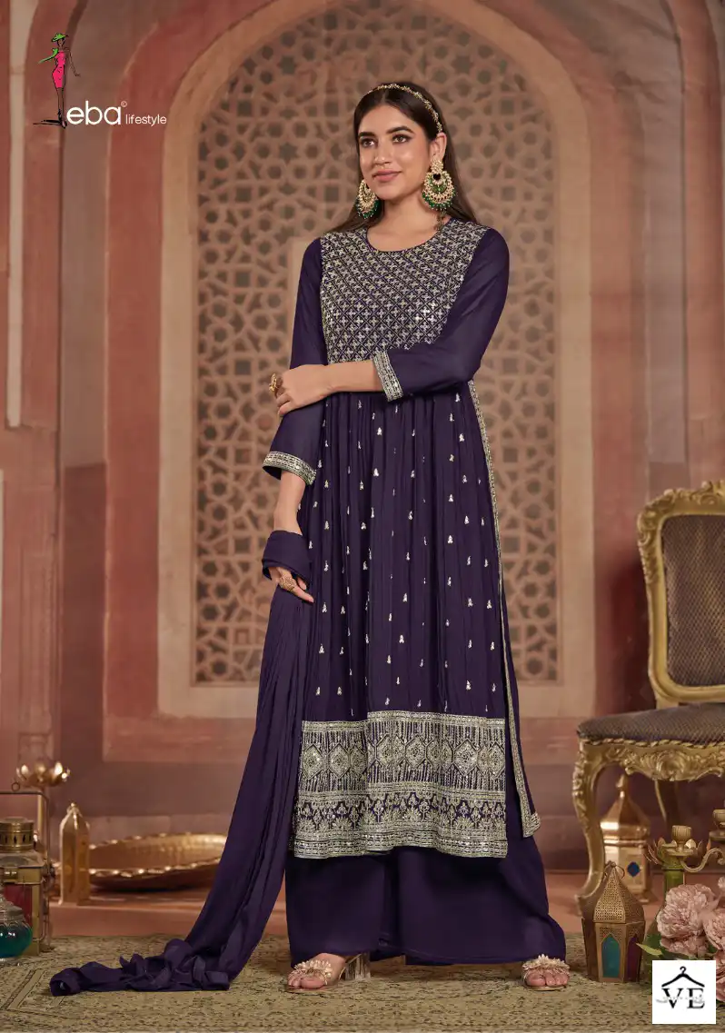 Eba Lifestyle Ariana Blooming Georgette Wholesale Nyra Cut Salwar Suit Catalog — Wholesale Salwar Suits, Eba Lifestyle wholesale from Surat - Gallery Image 2