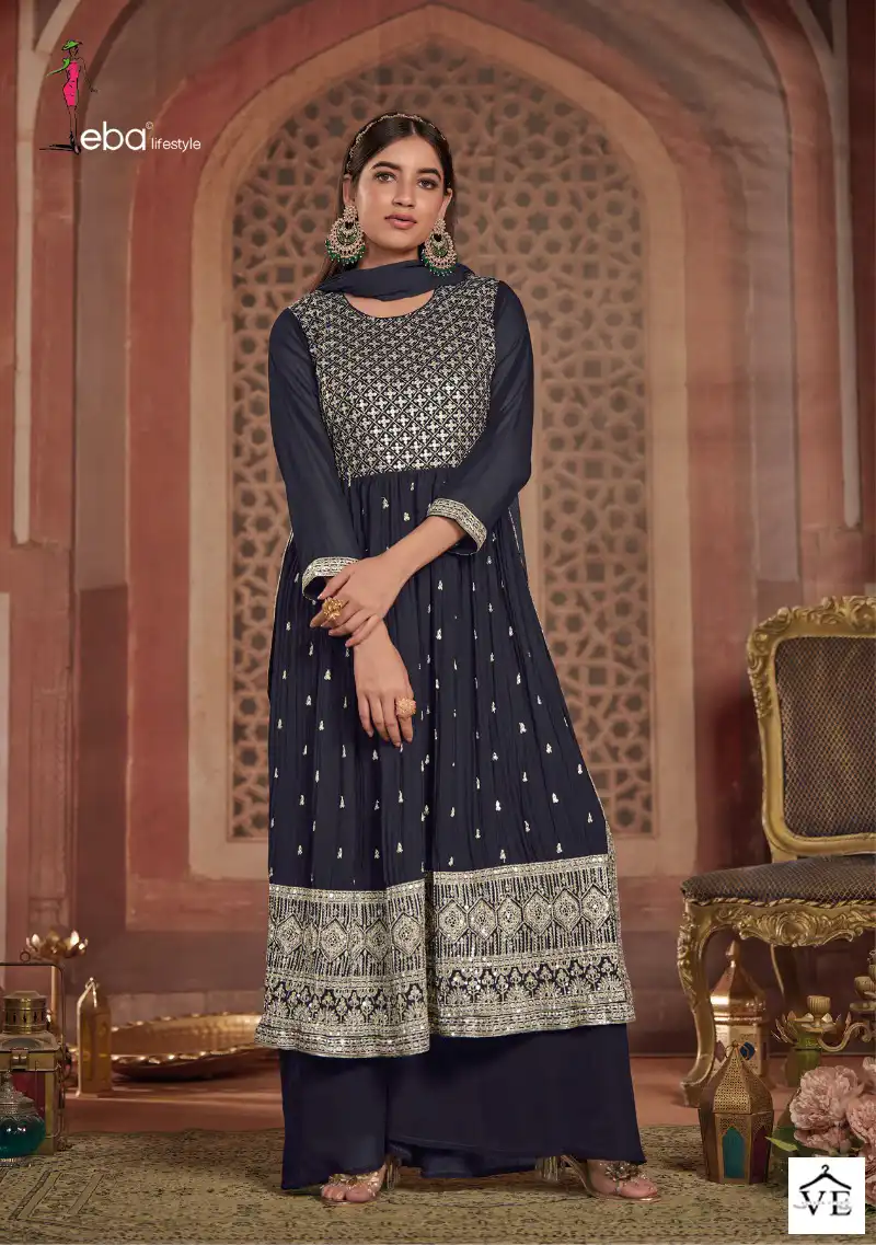 Eba Lifestyle Ariana Blooming Georgette Wholesale Nyra Cut Salwar Suit Catalog — Wholesale Salwar Suits, Eba Lifestyle wholesale from Surat - Gallery Image 3