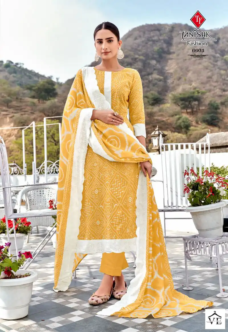 Tanishk Bandhej Pure Cotton Wholesale Salwar Suit Catalog — Wholesale Salwar Suits, MPA wholesale from Surat - Gallery Image 7