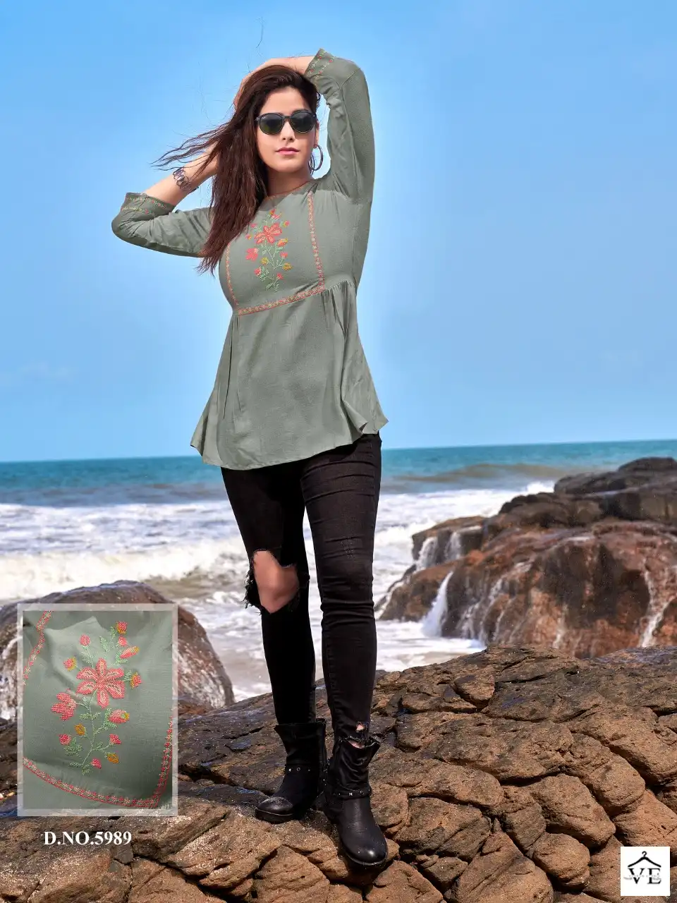 Yami Bold-6 Rayon Slub Wholesale Short Kurtis Catalog — Wholesale Kurtis, MPA wholesale from Surat - Gallery Image 8