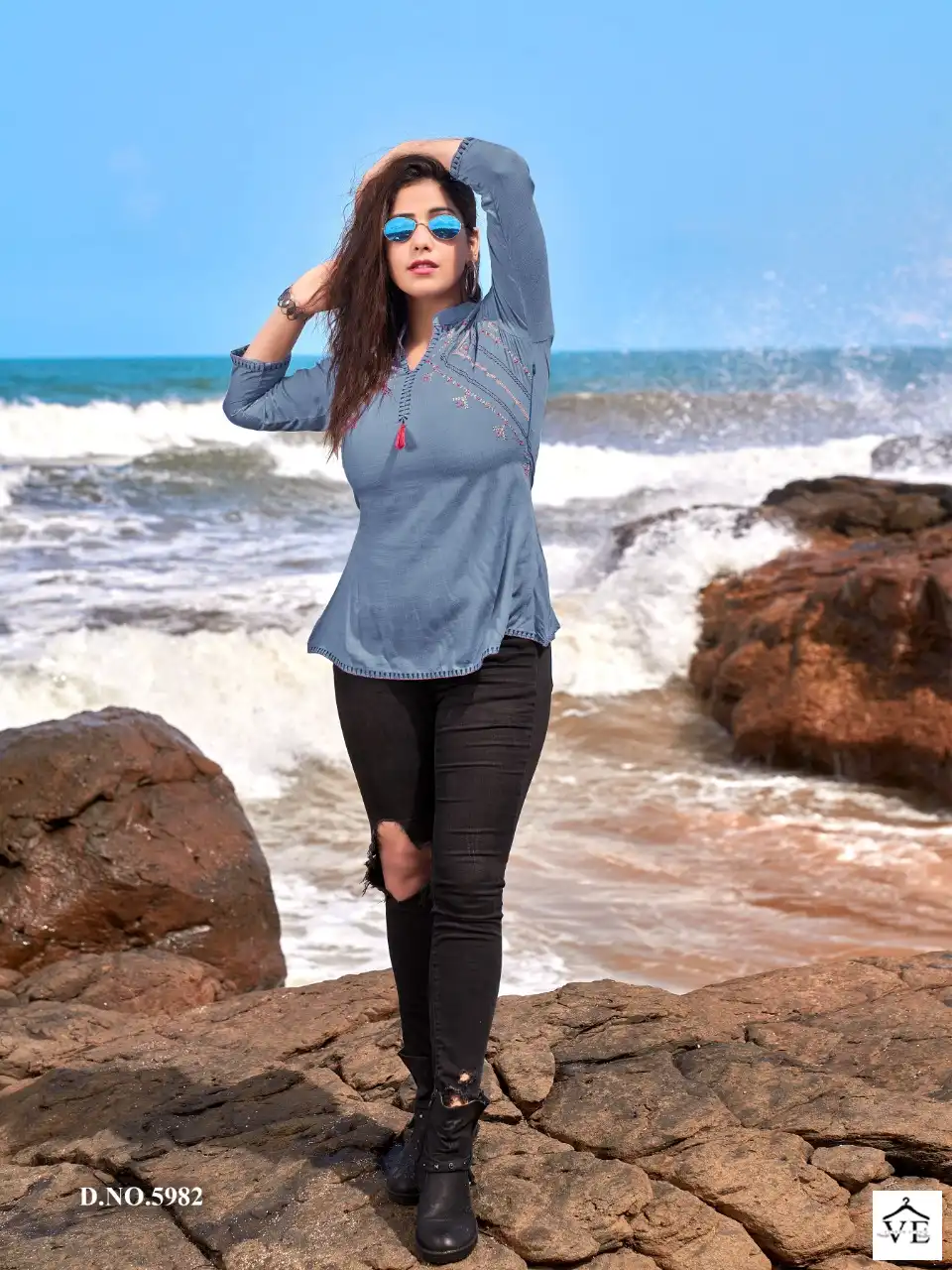 Yami Bold-6 Rayon Slub Wholesale Short Kurtis Catalog — Wholesale Kurtis, MPA wholesale from Surat - Gallery Image 7