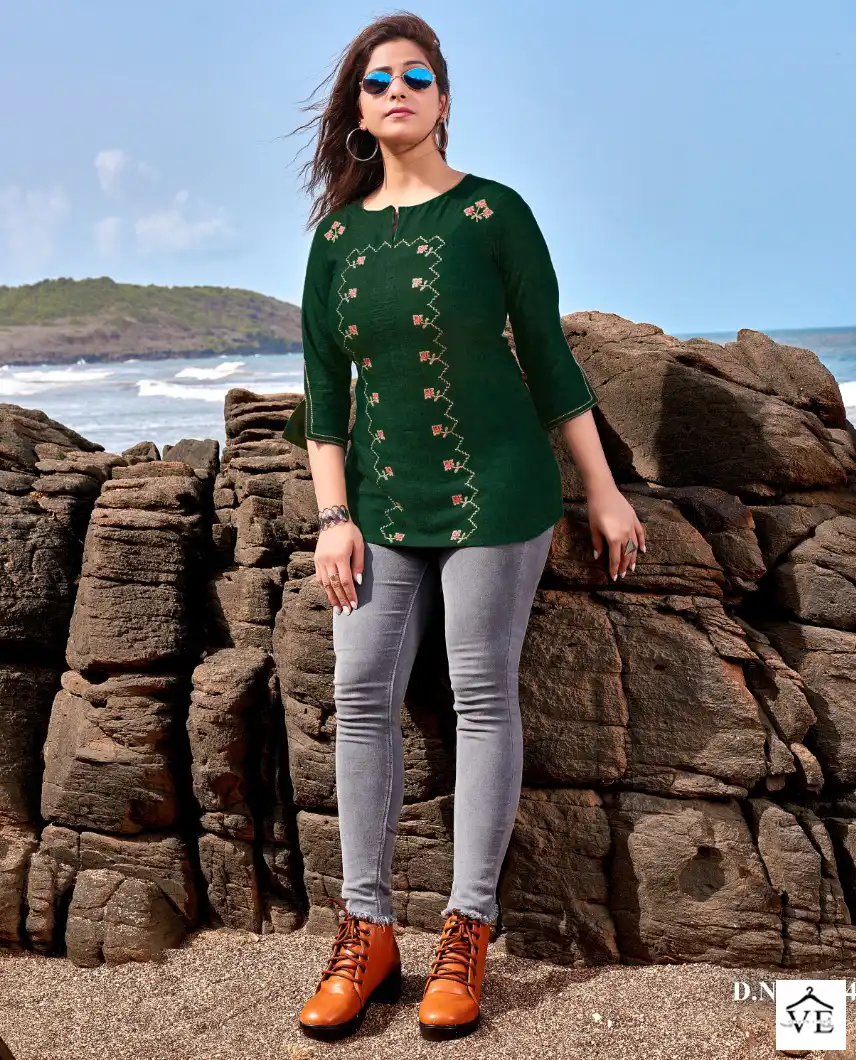 Yami Bold-6 Rayon Slub Wholesale Short Kurtis Catalog — Wholesale Kurtis, MPA wholesale from Surat — view 1
