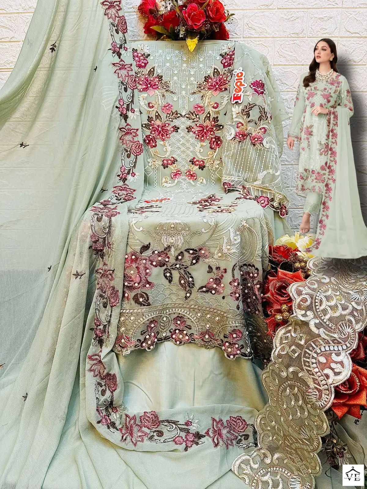 Fepic C-1296 Georgette Wholesale Pakistani Suit Catalog — Wholesale Salwar Suits, MPA wholesale from Surat - Gallery Image 6