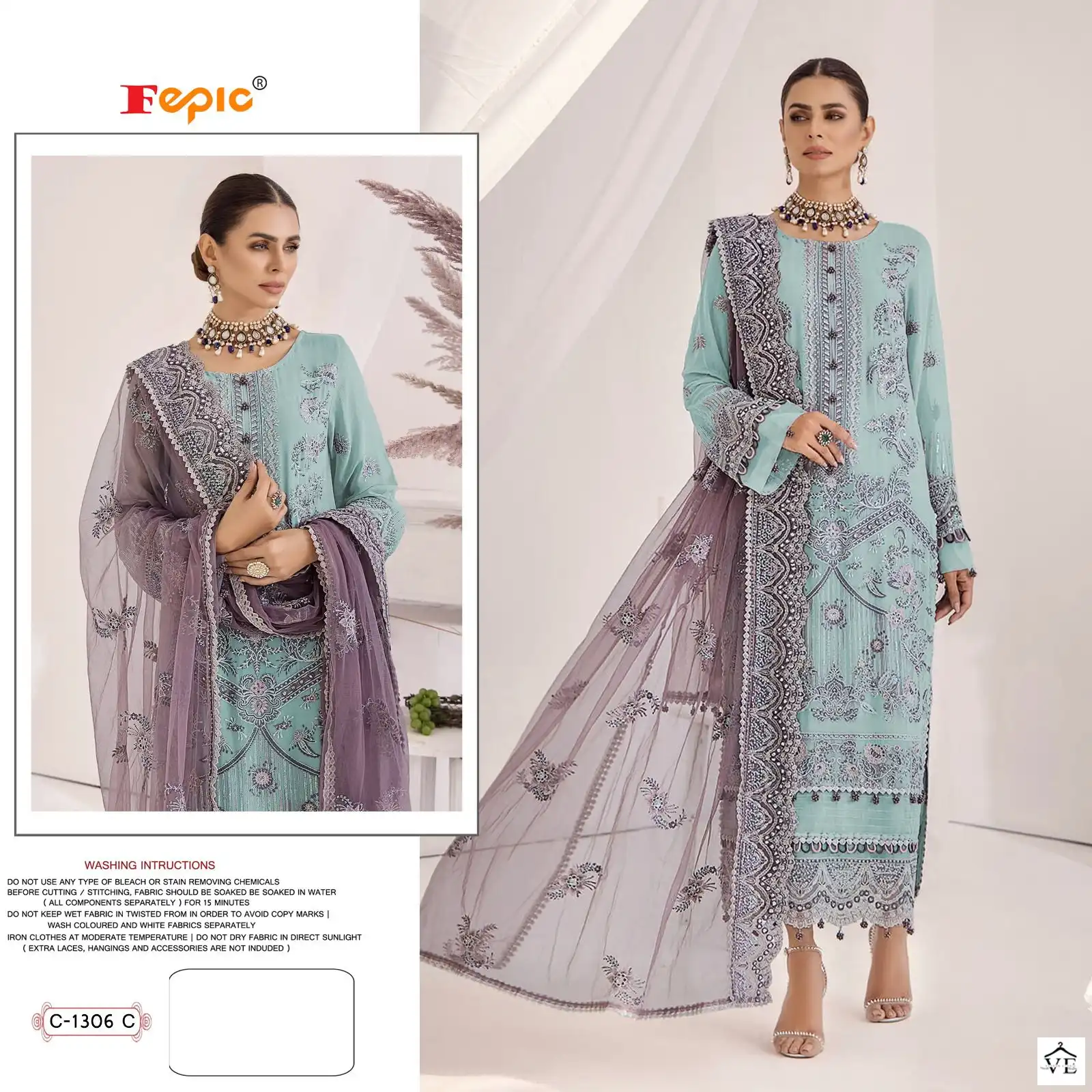 Fepic C-1306 Georgette Wholesale Pakistani Suit Catalog — Wholesale Salwar Suits, MPA wholesale from Surat - Gallery Image 3