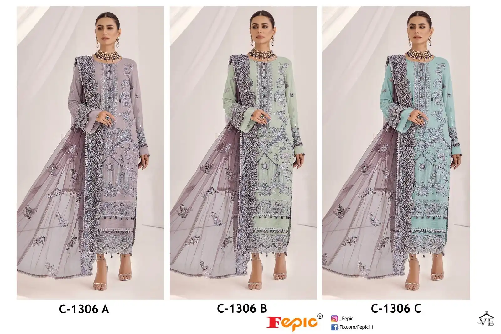 Fepic C-1306 Georgette Wholesale Pakistani Suit Catalog — Wholesale Salwar Suits, MPA wholesale from Surat — view 7