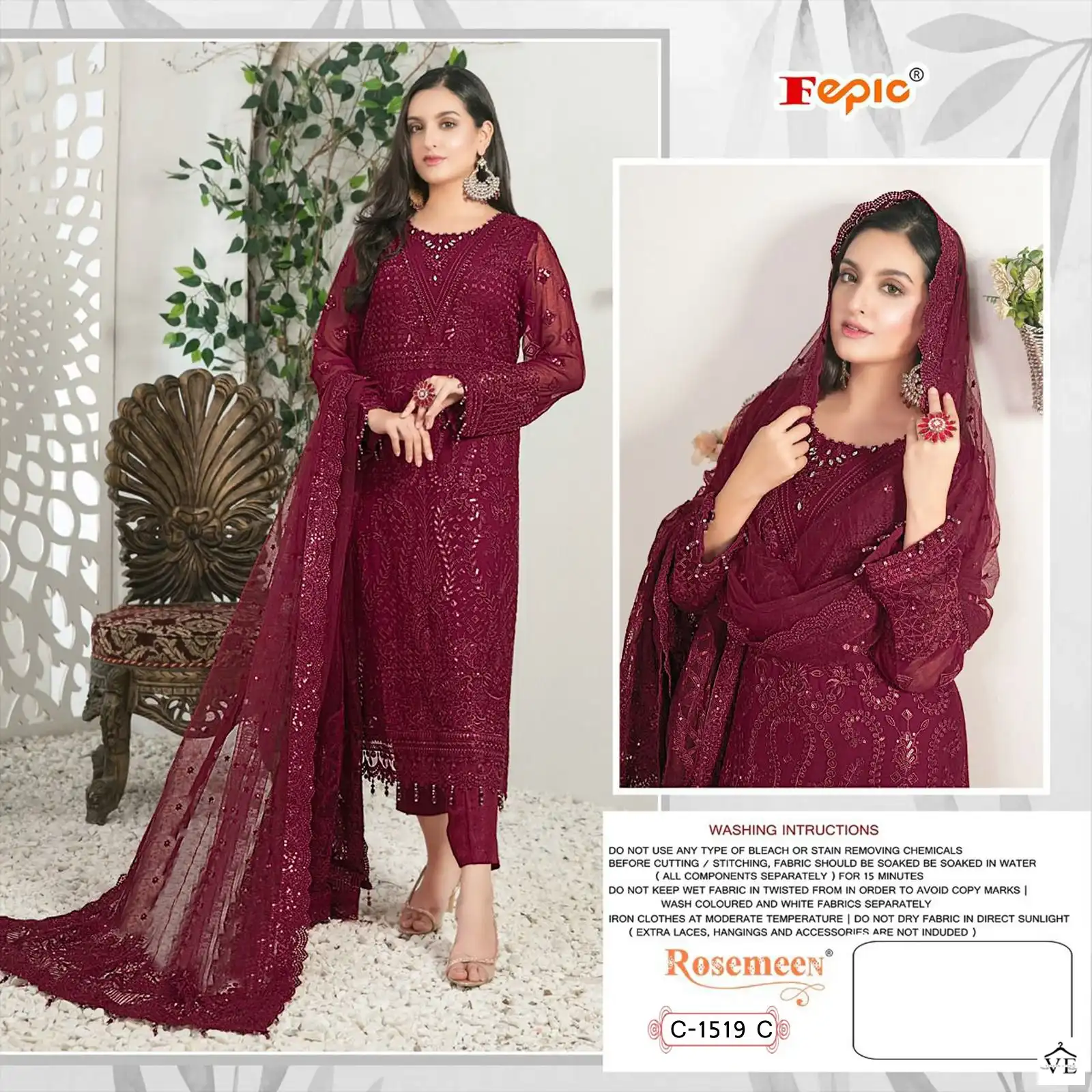 Fepic C-1519 Georgette Wholesale Pakistani Suit Catalog — Wholesale Salwar Suits, MPA wholesale from Surat - Gallery Image 4