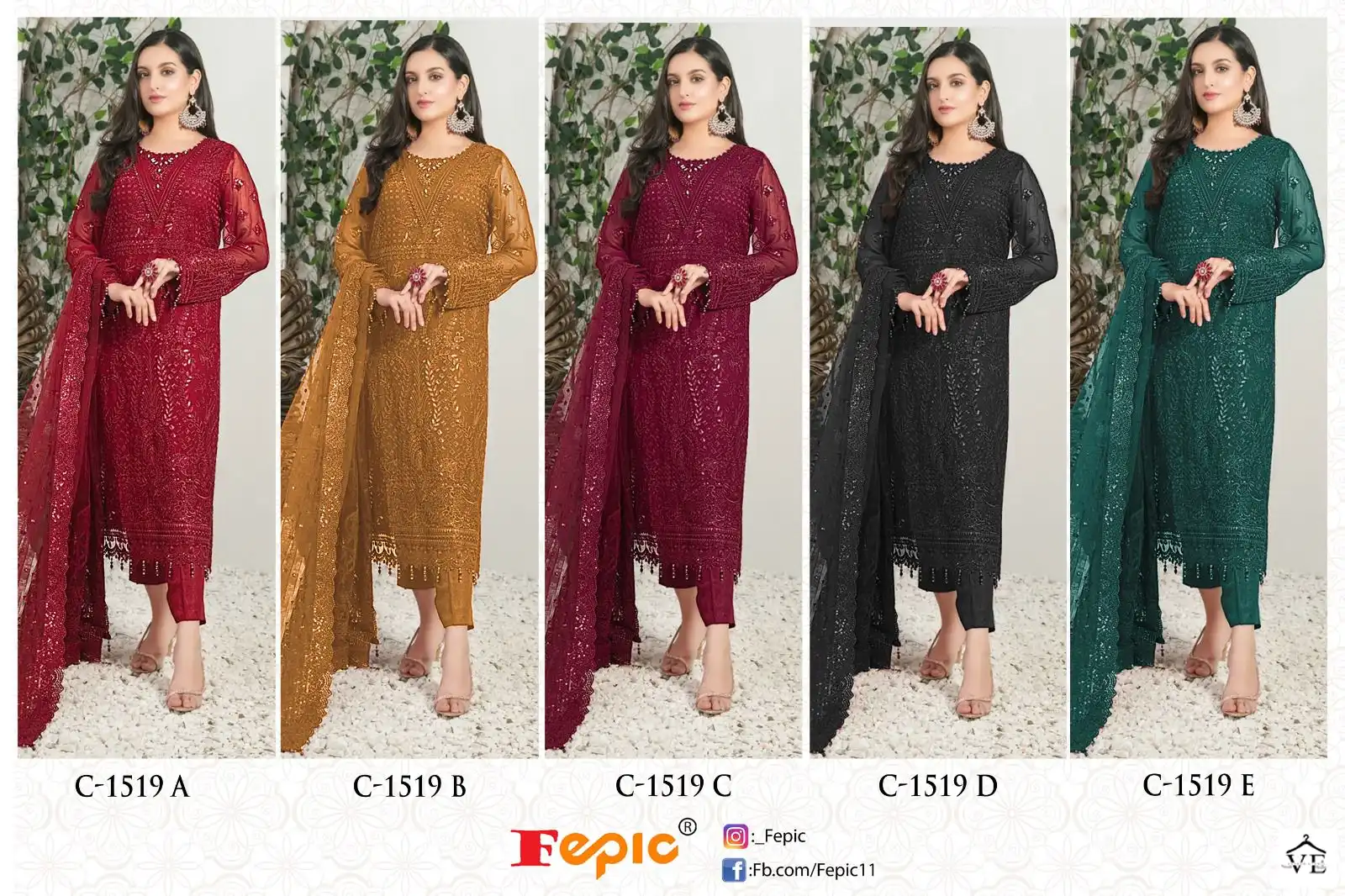 Fepic C-1519 Georgette Wholesale Pakistani Suit Catalog — Wholesale Salwar Suits, MPA wholesale from Surat — view 5