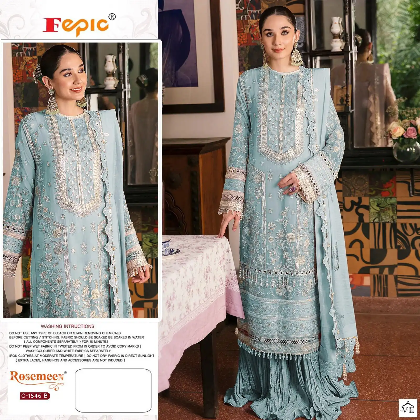 Fepic C-1546 Organza Wholesale Pakistani Suit Catalog — Wholesale Salwar Suits, MPA wholesale from Surat - Gallery Image 3