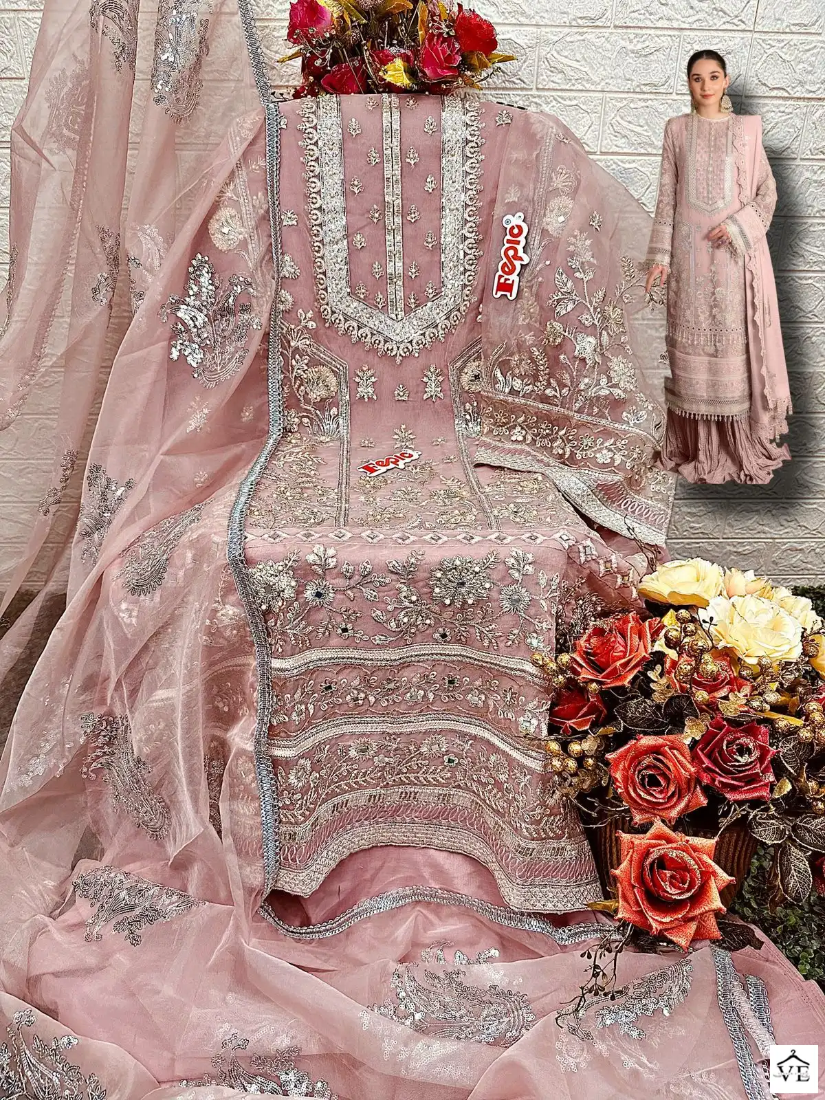 Fepic C-1546 Organza Wholesale Pakistani Suit Catalog — Wholesale Salwar Suits, MPA wholesale from Surat - Gallery Image 4
