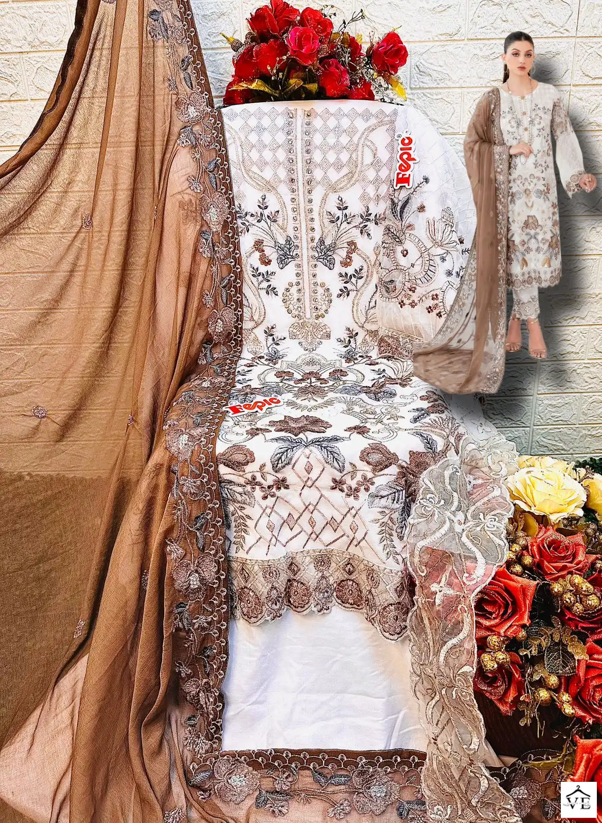 Fepic C-1556 Georgette Wholesale Pakistani Suit — Wholesale Salwar Suits, MPA wholesale from Surat — view 2