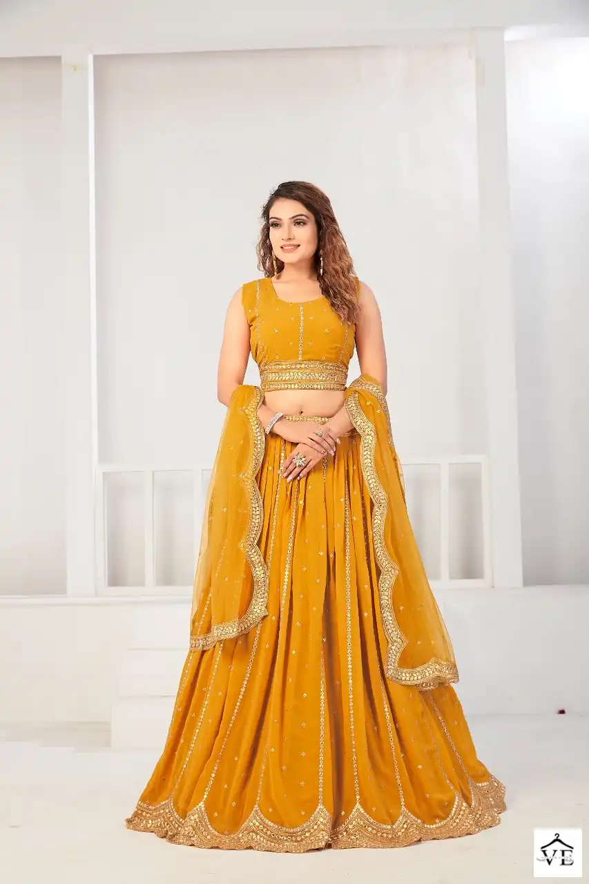 Amoha C-1964 Viscose Georgette Wholesale Lehenga Catalog — Wholesale Lehenga, MPA wholesale from Surat - Gallery Image 4