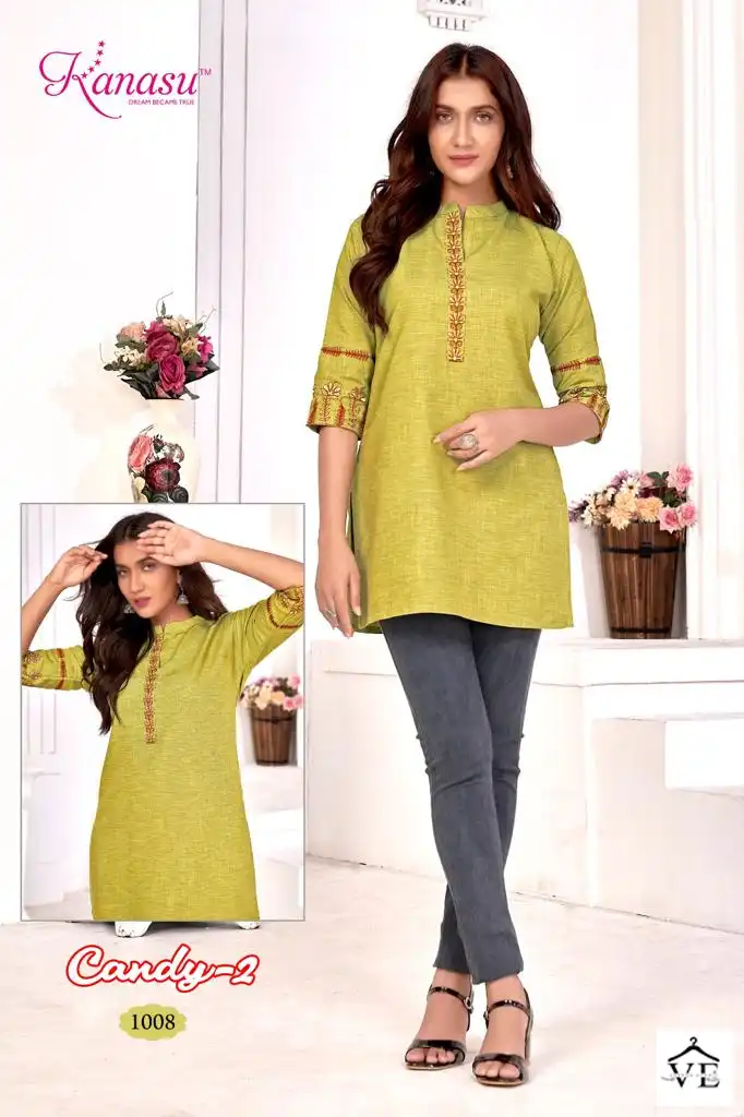 Kanasu Candy Vol-2 Heavy Reyon Wholesale Kurti Catalog — Wholesale Kurtis, MPA wholesale from Surat — view 4