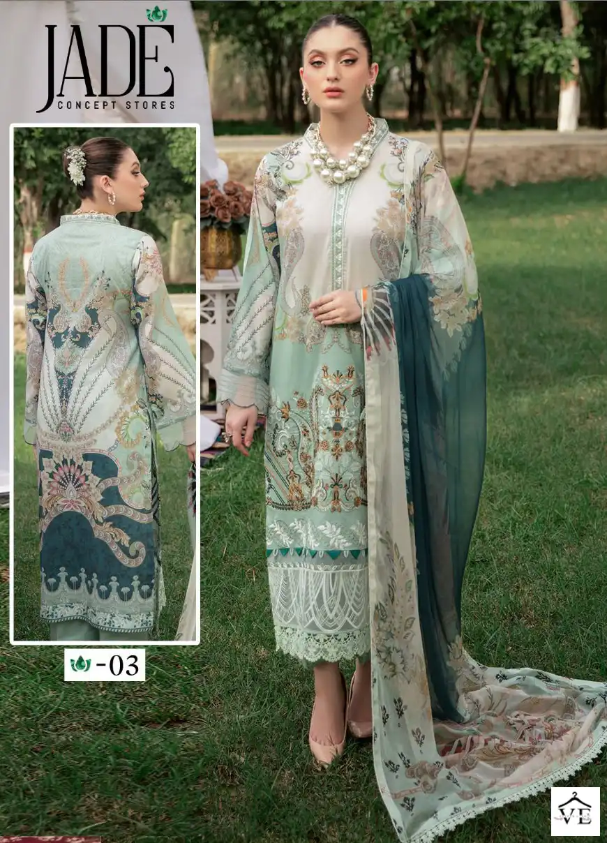 Jade Chevron Exclusive Heavy Lawn Collection Pure Heavy Lawn Wholesale Pakistani Suits Catalog — Wholesale Salwar Suits, MPA wholesale from Surat — view 1