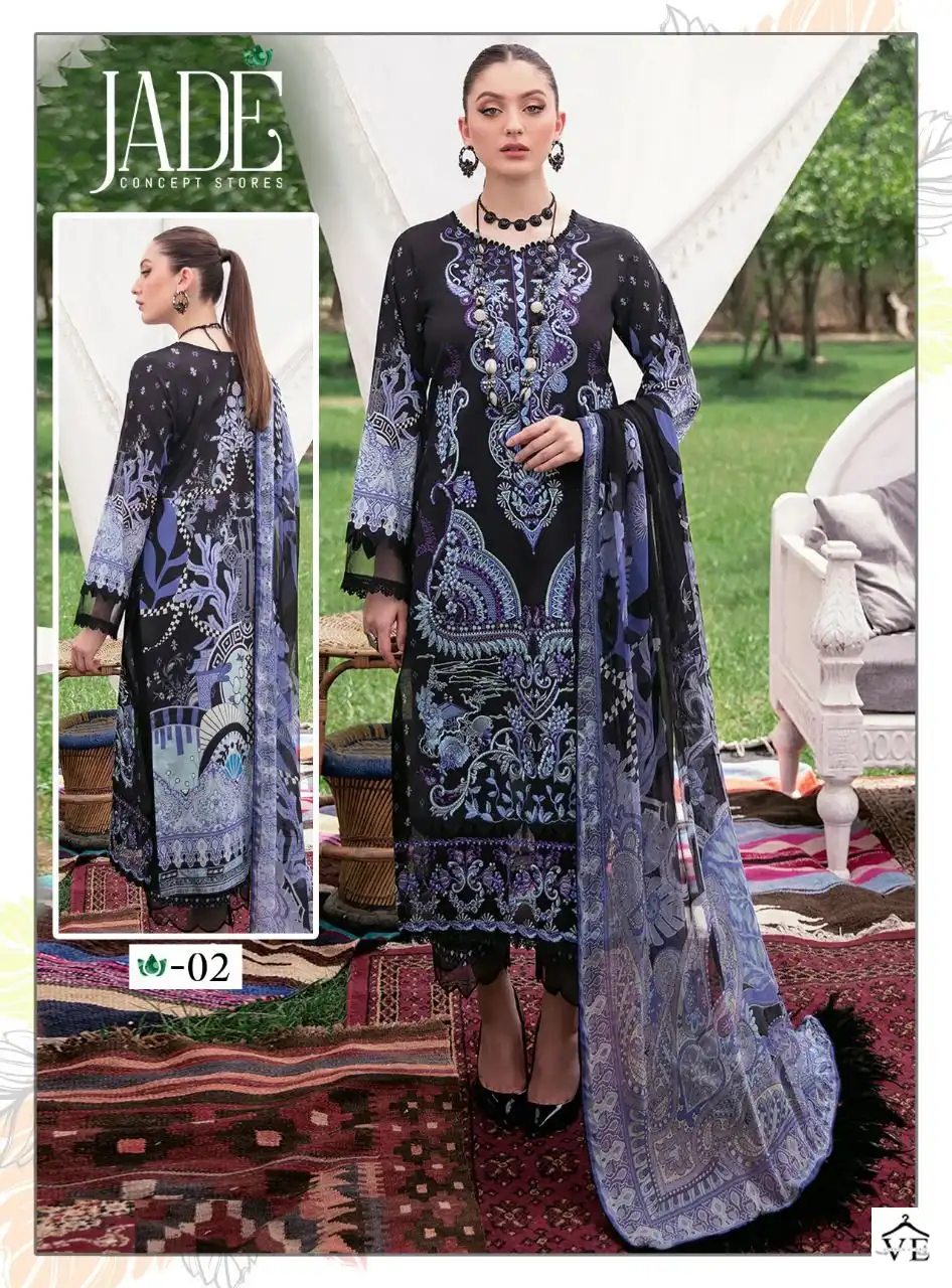 Jade Chevron Exclusive Heavy Lawn Collection Pure Heavy Lawn Wholesale Pakistani Suits Catalog — Wholesale Salwar Suits, MPA wholesale from Surat - Gallery Image 2