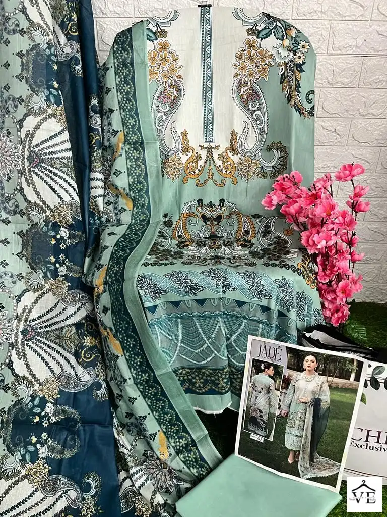 Jade Chevron Exclusive Heavy Lawn Collection Pure Heavy Lawn Wholesale Pakistani Suits Catalog — Wholesale Salwar Suits, MPA wholesale from Surat - Gallery Image 7