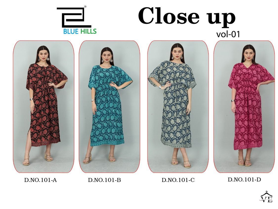 Blue Hills Close Up Vol 1 Crepe Wholesale Kaftan Style Kurtis Catalog — Wholesale Kurtis, MPA wholesale from Surat — view 5