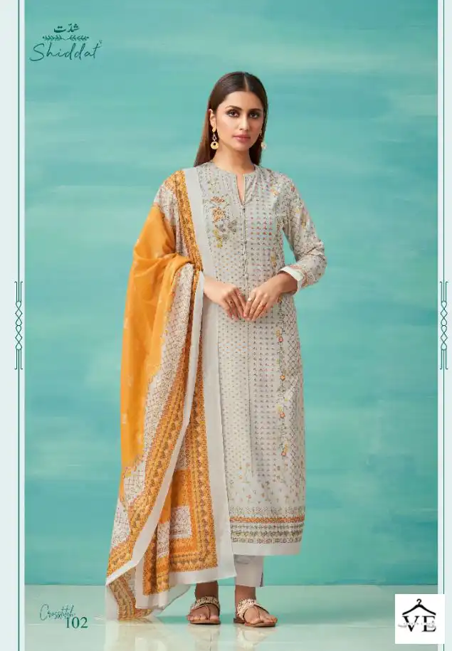 Shiddat Crosstitch Cotton Lawn Wholesale Salwar Suit Catalog — Wholesale Salwar Suits, MPA wholesale from Surat - Gallery Image 2