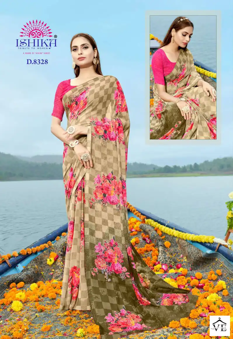 Ishika Crystal Georgette Wholesale Saree Catalog — Wholesale Sarees, MPA wholesale from Surat - Gallery Image 6