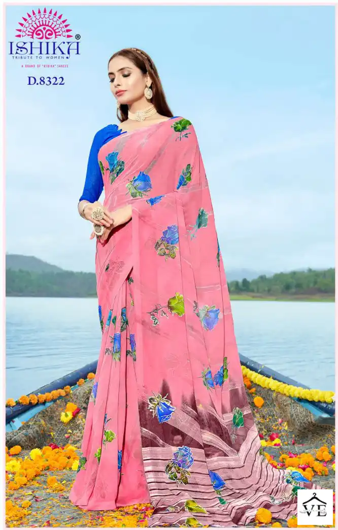 Ishika Crystal Georgette Wholesale Saree Catalog — Wholesale Sarees, MPA wholesale from Surat - Gallery Image 7