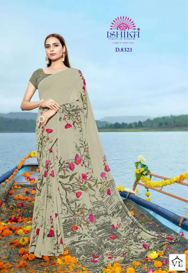 Ishika Crystal Georgette Wholesale Saree Catalog — Wholesale Sarees, MPA wholesale from Surat - Gallery Image 8