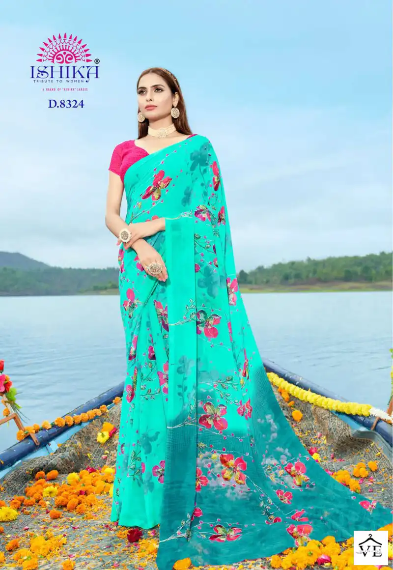 Ishika Crystal Georgette Wholesale Saree Catalog — Wholesale Sarees, MPA wholesale from Surat - Gallery Image 2