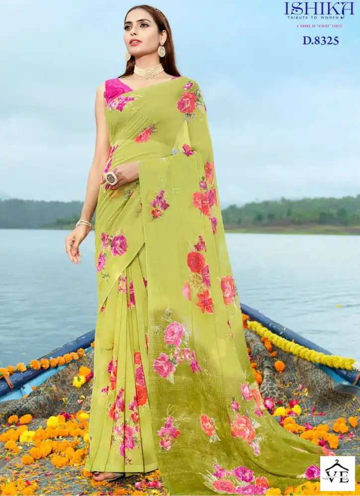 Ishika Crystal Georgette Wholesale Saree Catalog — Wholesale Sarees, MPA wholesale from Surat — view 1