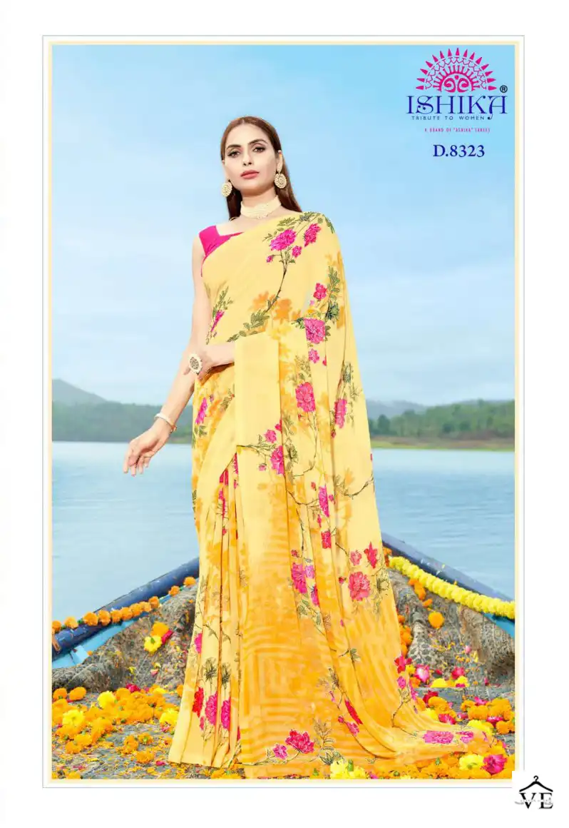 Ishika Crystal Georgette Wholesale Saree Catalog — Wholesale Sarees, MPA wholesale from Surat - Gallery Image 3