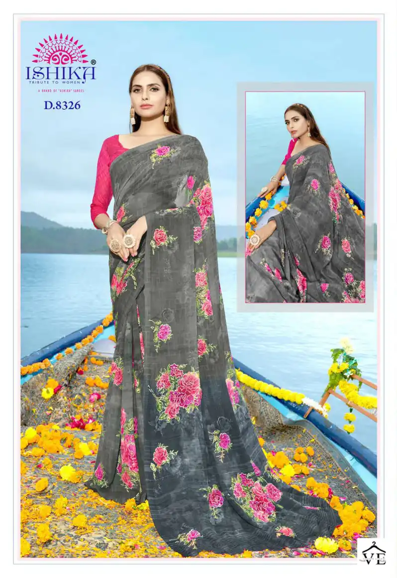 Ishika Crystal Georgette Wholesale Saree Catalog — Wholesale Sarees, MPA wholesale from Surat - Gallery Image 4