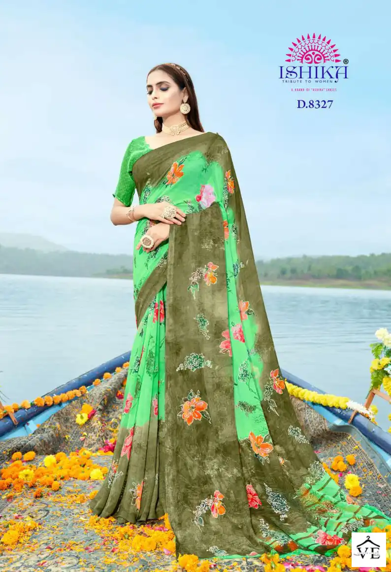 Ishika Crystal Georgette Wholesale Saree Catalog — Wholesale Sarees, MPA wholesale from Surat - Gallery Image 5