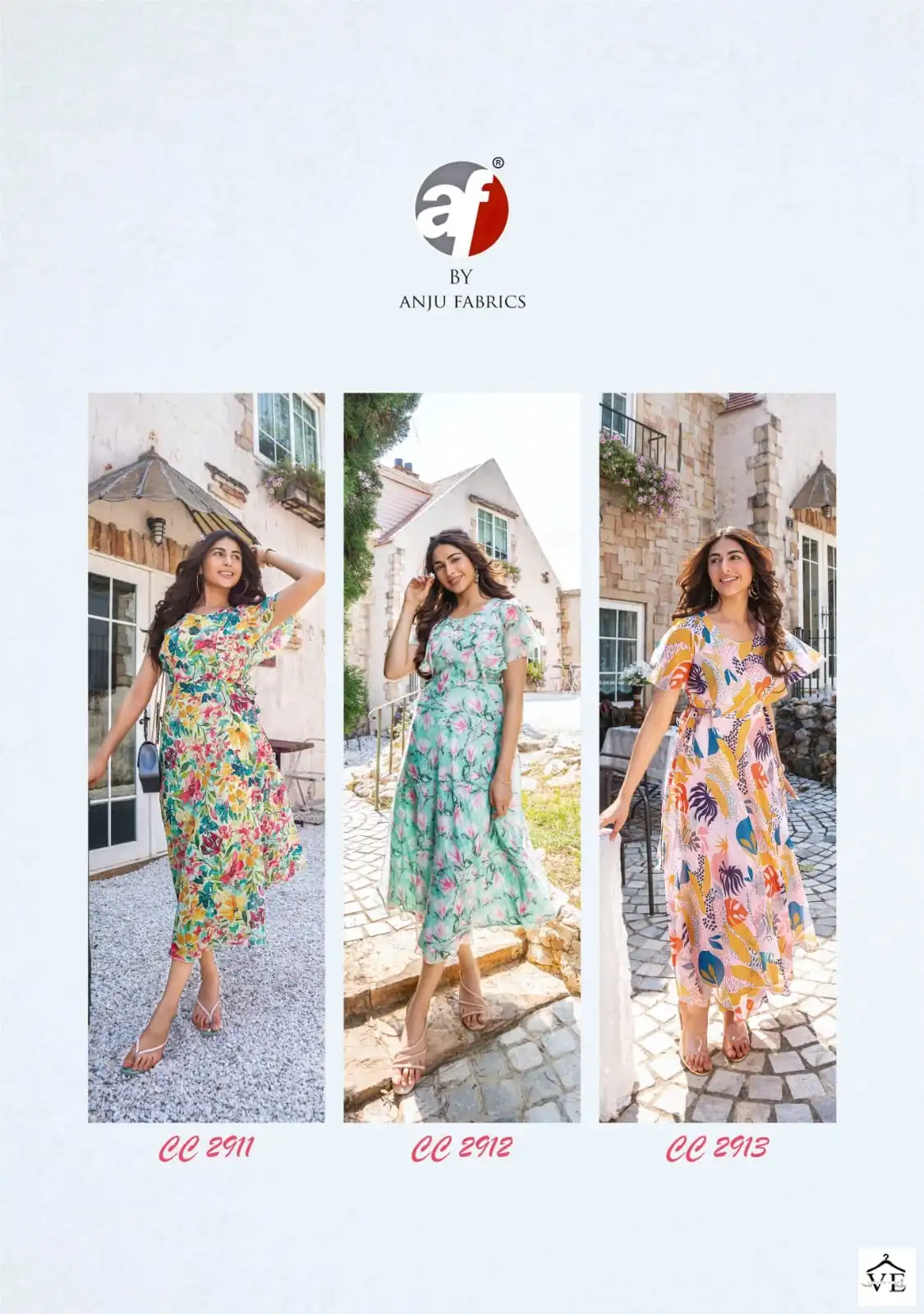 Anju Fabrics Coral Charm Vol 2 Printed Viscose Premium Chiffon Wholesale Long One Piece Dress Catalog — Wholesale Kurtis, MPA wholesale from Surat - Gallery Image 8