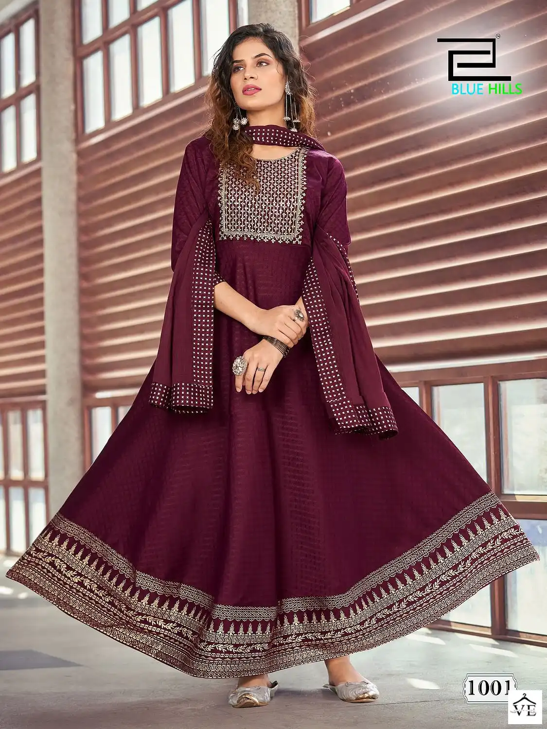 Blue Hills Dupatta City Rayon Dobby Wholesale Gown Catalog — Wholesale Salwar Suits, MPA wholesale from Surat - Gallery Image 3