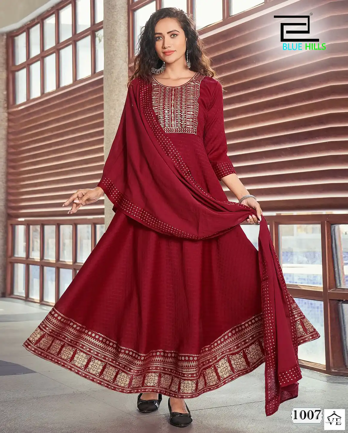 Blue Hills Dupatta City Rayon Dobby Wholesale Gown Catalog — Wholesale Salwar Suits, MPA wholesale from Surat — view 1