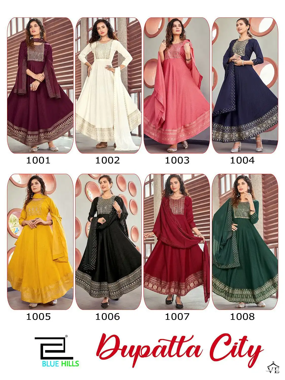 Blue Hills Dupatta City Rayon Dobby Wholesale Gown Catalog — Wholesale Salwar Suits, MPA wholesale from Surat — view 8