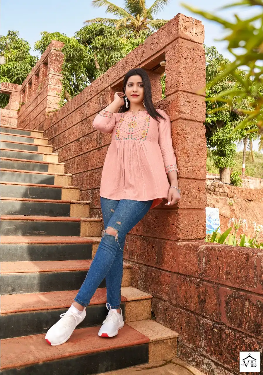Yami Edge Rayon Base Self Weawing Wholesale Western Kurtis Catalog — Wholesale Kurtis, MPA wholesale from Surat - Gallery Image 7