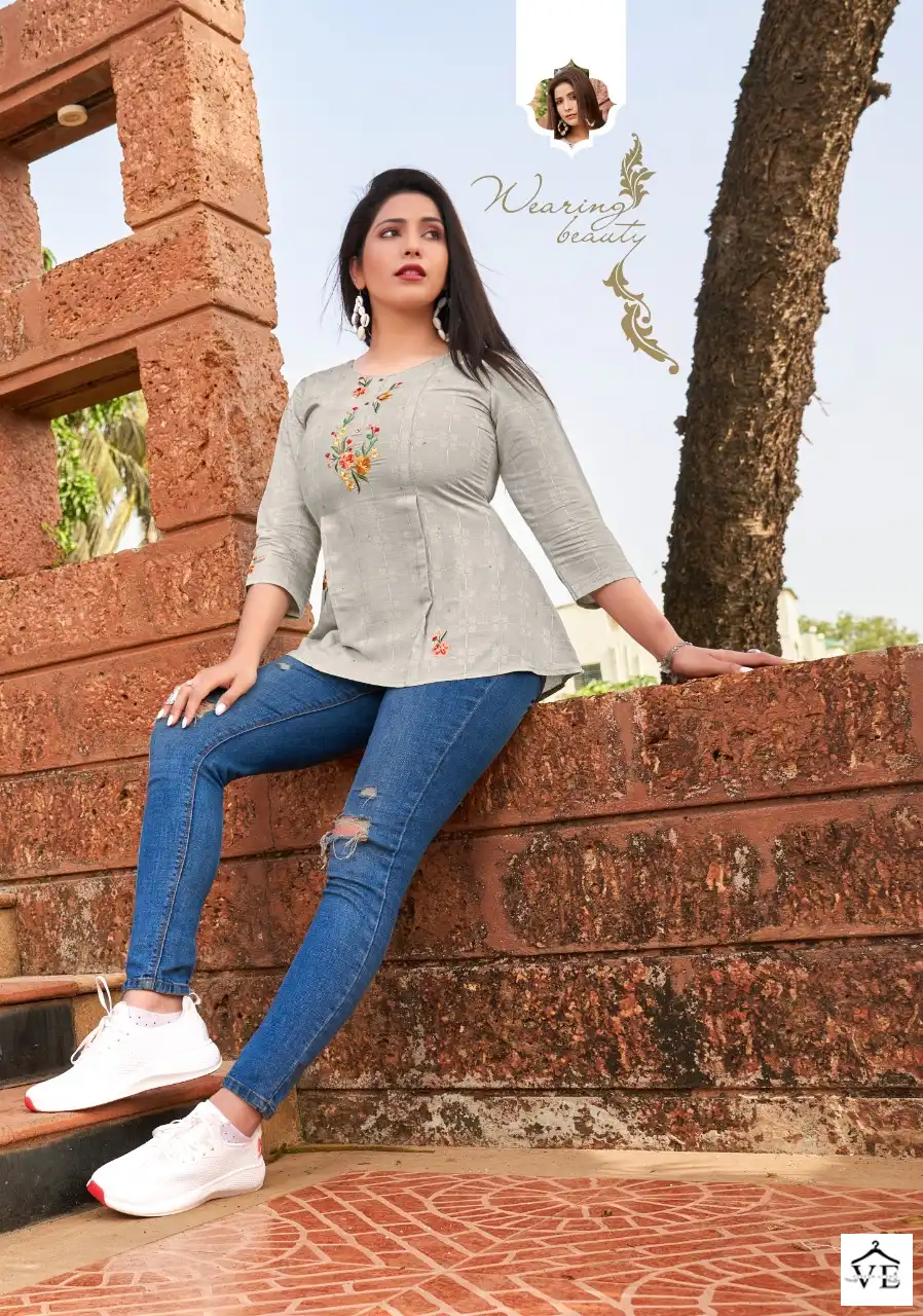 Yami Edge Rayon Base Self Weawing Wholesale Western Kurtis Catalog — Wholesale Kurtis, MPA wholesale from Surat - Gallery Image 3