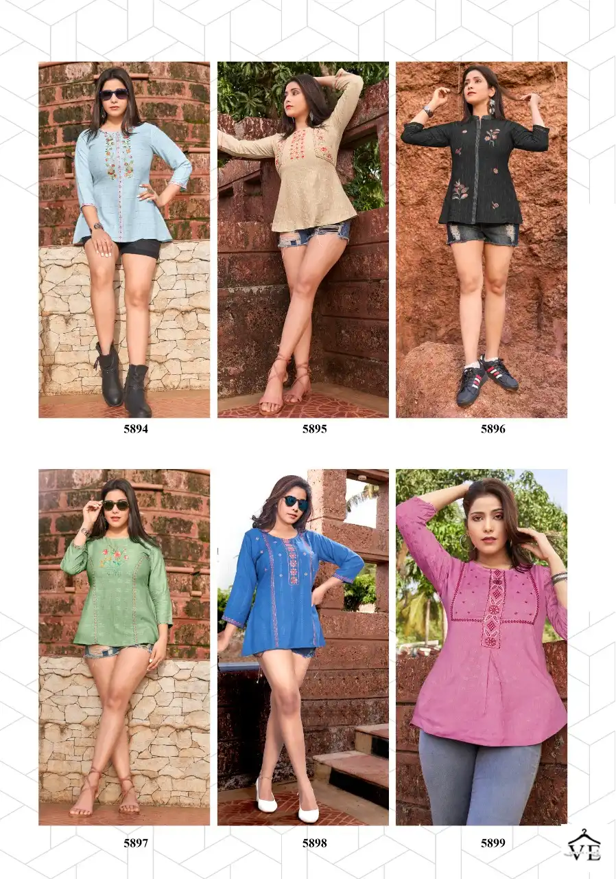 Yami Edge Rayon Base Self Weawing Wholesale Western Kurtis Catalog — Wholesale Kurtis, MPA wholesale from Surat — view 9