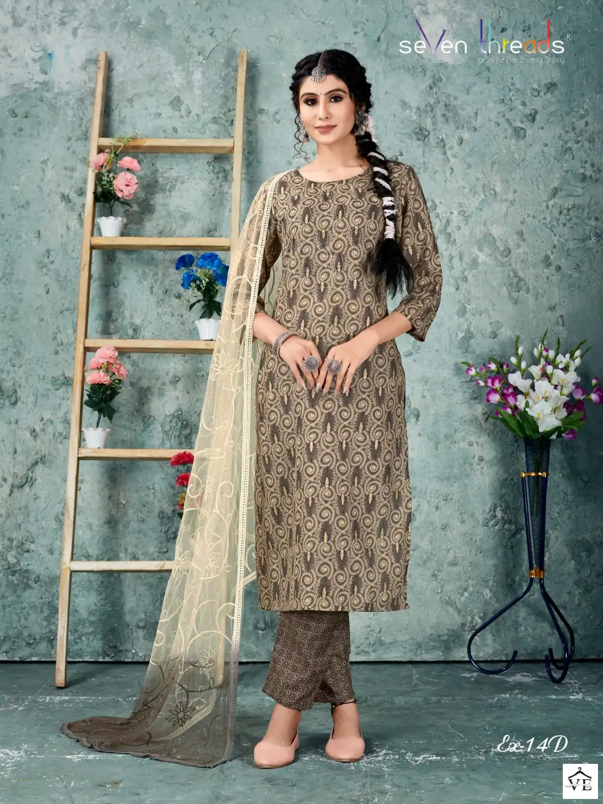 Seven Threads Ex-14 Cotton Slub Wholesale Readymade Salwar Suit Catalog — Wholesale Salwar Suits, MPA wholesale from Surat - Gallery Image 2