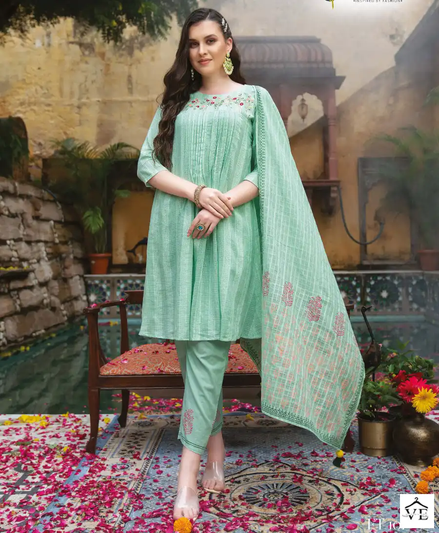 Swish Festive Tadka Pure Lino Cotton Jacquard Wholesale Readymade Suit Catalog — Wholesale Salwar Suits, MPA wholesale from Surat — view 1
