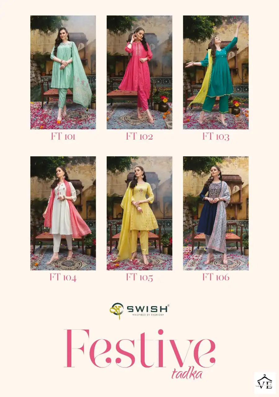Swish Festive Tadka Pure Lino Cotton Jacquard Wholesale Readymade Suit Catalog — Wholesale Salwar Suits, MPA wholesale from Surat — view 6